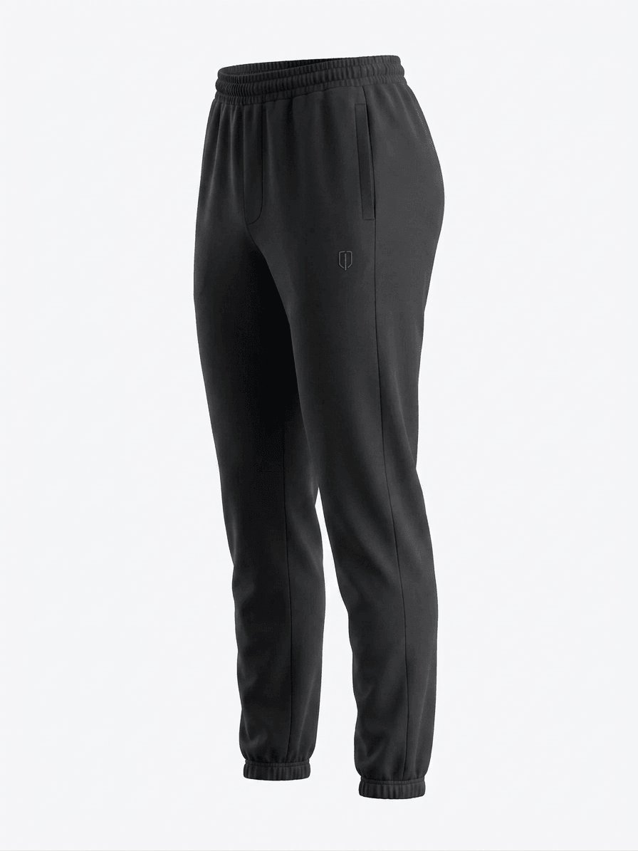 CLOSED HEM SWEAT PANTS-BLACK