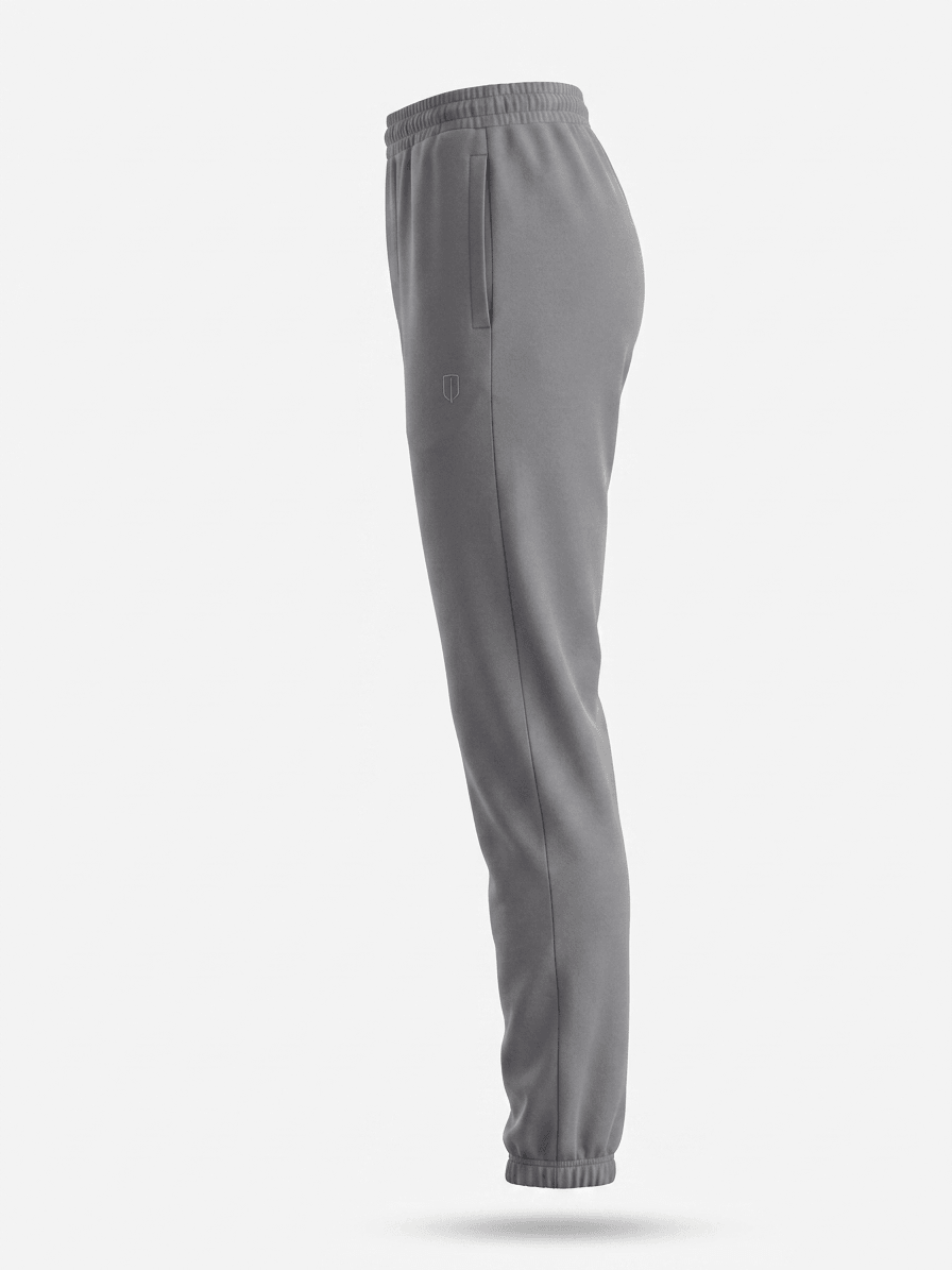CLOSED HEM SWEAT PANTS-MELANGE LIGHT GREY