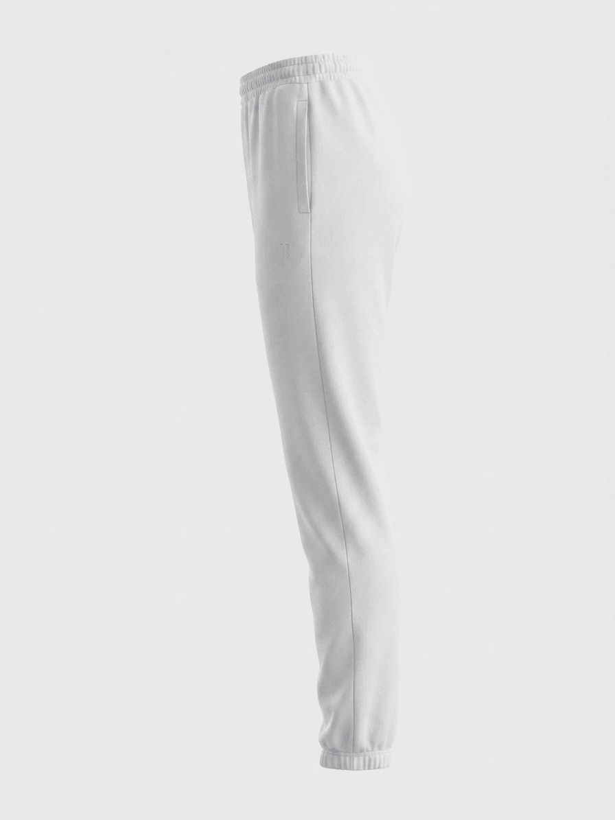 CLOSED HEM SWEAT PANTS-WHITE