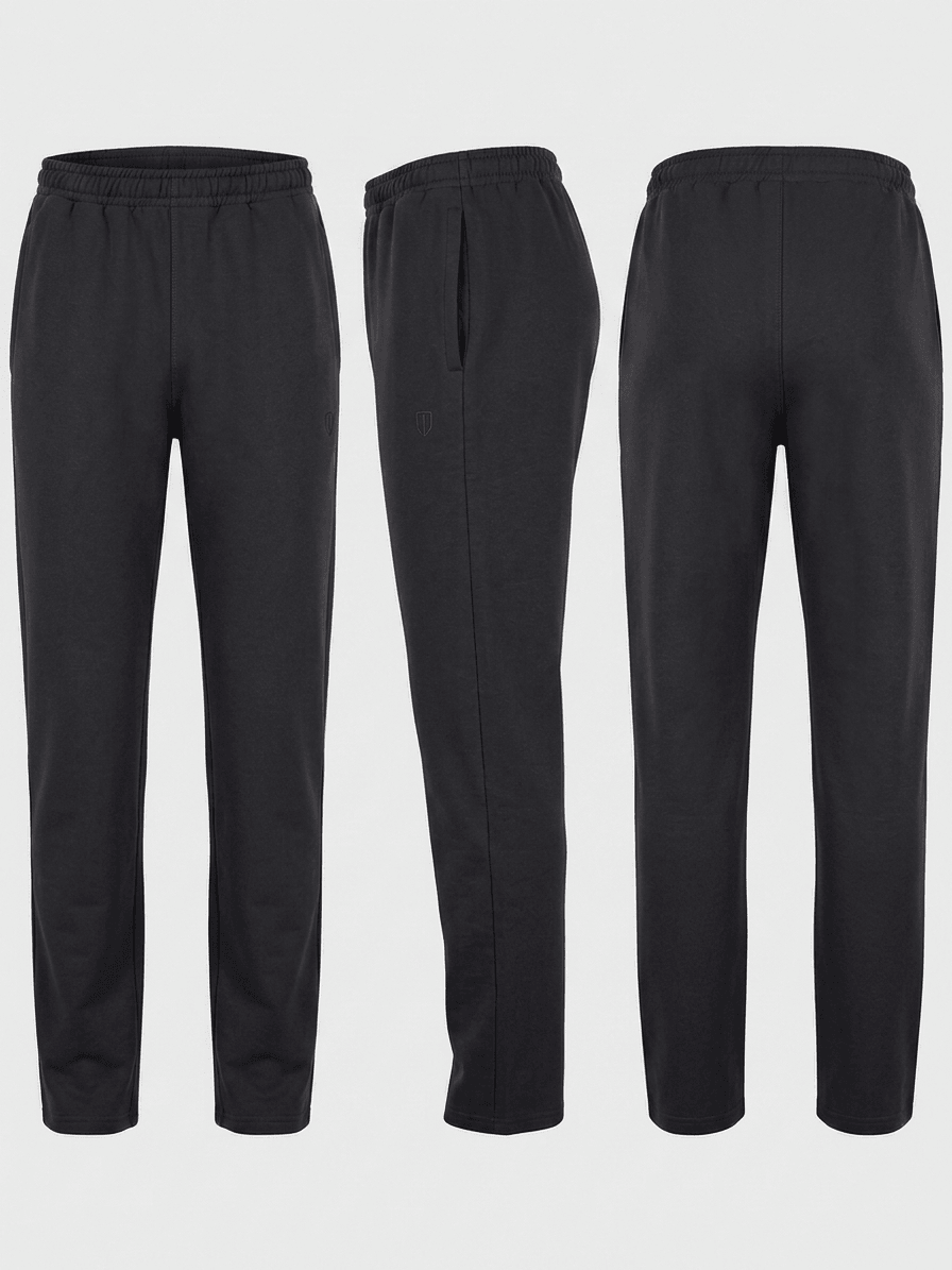 OPEN HEM SWEAT PANTS-BLACK