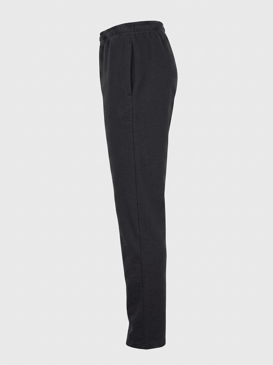 OPEN HEM SWEAT PANTS-BLACK